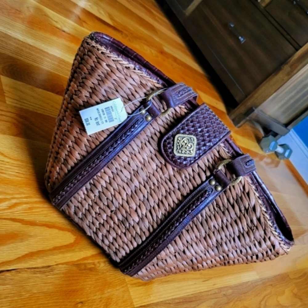 Coldwater Creek Woven Wicker Shoulder Purse Brown9" H x 13.5" W x 5" DWoven